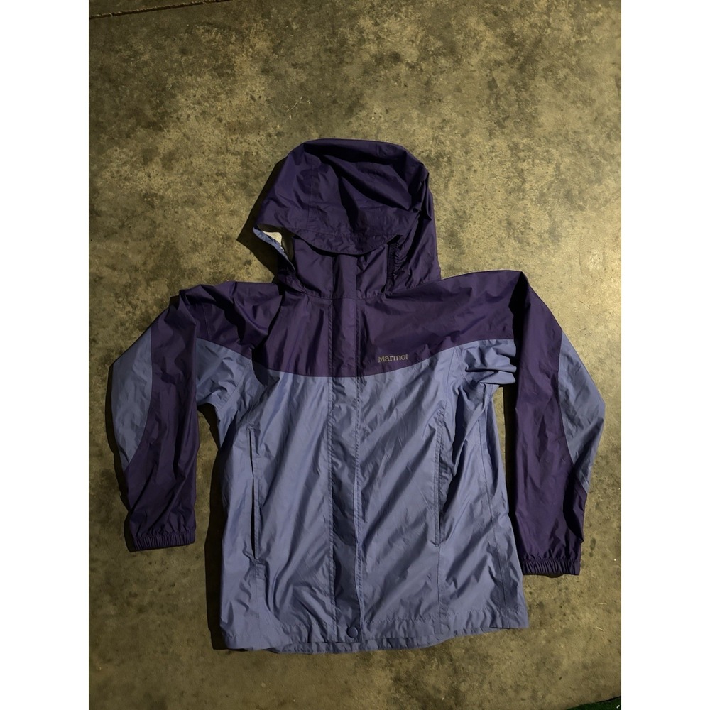 Marmot Kids Rain Coat PreCip Eco Hoodie Jacket Purple Blue J55680 Windbreaker